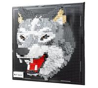 Fuleying Wolf Building Blocks Set, 3D Animals Wall Art Building Kit, Micro Mini Building Bricks for Home Office, Creative Present for Adults Kids Aged 8+ (2214 PCS)