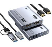 Fulfalic Video Capture Card, Audio Video Capture Card, USB 3.0 Capture Card 4K HDMI Loop-Out, 1080P 60FPS/2K 30FPS Video Game Capture for Streaming Works for PS5/Switch/Camera/PC/OBS