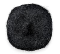 Fulffy, Premium Super Kid Mohair and Silk Lace-Weight Knitting and Crochet Yarn, 25g - Halo Kid Silk 200 Noir