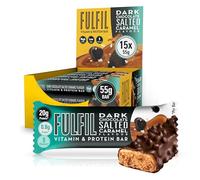 FULFIL Protein Bars, Dark Chocolate Salted Caramel Flavour, 15 x 55g | Up to 20g High Protein Snacks, 9 Vitamins, Low Sugar FULFIL Vitamin and Protein Bars