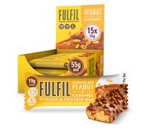 FULFIL Vitamin and Protein Bars, Chocolate Peanut & Caramel Flavour, Up to 20g High Protein Snacks, 9 Vitamins, Low Sugar FULFIL Protein Bars, 15 x 5