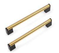 FULGENTE 10 Pack 7-1/2" 192mm Brushed Square Cabinet Handle Stainless Steel Drawer Pulls for Kitchen Bathroom Cupboard Door Brushed Brass