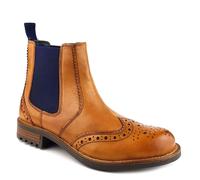 Fulham Brogue Leather Chelsea Boots Frank James Tan 8