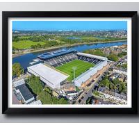 Fulham FC Gifts, Craven Cottage Stadium Framed Print, Poster, Wall Art, Football Club Memorabilia. (Black Frame, 53cm x 43cm)