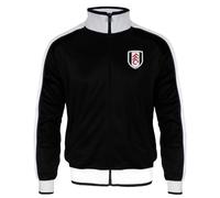 Fulham FC Official Football Mens Retro Track Top Jacket Black White Large