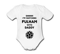 FULHAM Shhhh! I'm watching with Daddy Mummy Grandad Unique Football Babygrow Cute Personalised Funny Baby Vest Grow Boys Girls Unisex Gift Babygrow Bodysuit