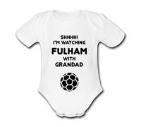 FULHAM Shhhh! I'm watching with Daddy Mummy Grandad Unique Football Babygrow Cute Personalised Funny Baby Vest Grow Boys Girls Unisex Gift Babygrow Bodysuit