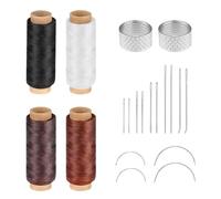 FULHANY Waxed Thread, Sewing Set, Leather Thread, 4 Volumes Rolls of Wax Thread Includes 2 Leather Needles and 2 Press Needles, Ideal for Leather Restoration and DIY Projects, Crafts