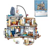FULHOLPE Japanese Street Fishery Shop Building Blocks, 790Pcs Architecture Model Modular House Building Sets NOT Compatible with Major Brands