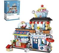 FULHOLPE Japanese Street Shaved Ice Shop Building Blocks, 668 Pcs Architecture Model Modular House Building Sets NOT Compatible with Major Brands