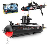 FULHOLPE Nuclear Submarine Building Blocks Set, 519Pcs MOC The Type 094 Strategic Nuclear Submarine Model Bricks Construction Toy Compatible with Major Brands