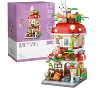 FULHOLPE Street View Mushroom House Building Blocks, 417Pcs Architecture Model Modular House Building Sets NOT Compatible with Major Brands