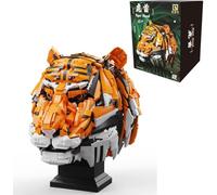 FULHOLPE Tiger Head Model Building Set, 3000 Pieces Vivid Tiger Building Block Kit, Tiger Head of The King of The Forest Animal Bricks Model Set Construction Toy Compatible with Major Brands