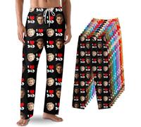 FULIER Custom Pajama Pants with Photo Making Men Women Personalized Pajama Pants Gifts for Dad Mom Couple Workout Home Pajamas Loose Trousers (I Love Dad)