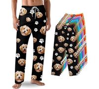 FULIER Custom Pajama Pants with Photo Making Men Women Personalized Pajama Pants Gifts for Dad Mom Couple Workout Home Pajamas Loose Trousers (Pet)