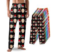 FULIER Custom Pajama Pants with Photo Making Men Women Personalized Pajama Pants Gifts for Dad Mom Couple Workout Home Pajamas Loose Trousers (I Love Mom)