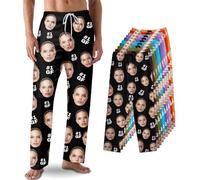 FULIER Custom Pajama Pants with Photo Making Men Women Personalized Pajama Pants Gifts for Dad Mom Couple Workout Home Pajamas Loose Trousers (The Best Girlfriend)