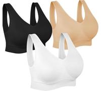 FULIER Seamless Sports Bra Plus Size Workout Wirefree Yoga Bras with Removable Pads for Women Full Support (UK, Alpha, S, Regular, Regular, Strap Sports Bra)