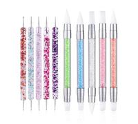 FULINJOY 10PCS Nail Art Gel Carving Pen Acrylic Dotting Pens, Double-Ended Silicone Brushes for Design Nail Foil Carving Drawing and 3D Effect Shaping Drawing Dotting Tools