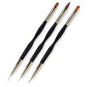 FULINJOY 3 Pcs Nail Drawing Pen, Dual End Nail Art Pen Brush Acrylic Round Flat Painting Drawing Liner Nail Tools