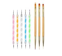 FULINJOY 5PCS Dotting Pens and 3PCS Nail Painting Brushes