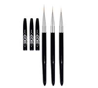 FULINJOY Nail Art Liner Brushes, 7mm/9mm/11mm UV Gel Painting Nail Art Design Brush Metal Handle Nail Drawing Pens (3PCS, Black)