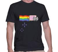 FULINYAN Men's Nyan Cat Rainbow Funny Shirt Shirt L