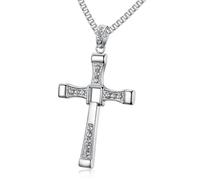 FULISONG 925 Sterling Silver Cross Necklace Dominic Toretto Vin Diesel in Fast and Furious Necklace Gift for All