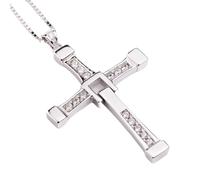 FULISONG 925 Sterling Silver Cross Necklace, Fast and Furious, Dominic Toretto Vin Diesel Same Necklace, for Men, Ladies, Couples Gift