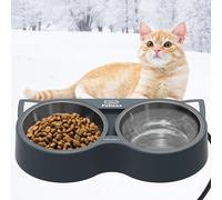 Fuliuna Heated Cat Bowl - Double Stainless Steel 23 OZ, Thermal Pet Bowl for Hot Food & Drinkable Water in Winter