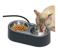Fuliuna Heated Cat Bowl, Outdoor Heated Pet Bowl with Double Stainless Steel Bowl 40 OZ, Heated Water Food Bowl for Cat Pet, Thermal Pet Bowl Provide Drinkable Water and Hot Food in Winter