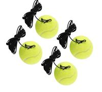 Fulkued 4PCS Tennis Training Balls,Durable Replacement Balls with String for Beginner Single Player Practice Training Gear,for Indoor and Outdoor Tennis Practice with Bounce Ball(Yellow)