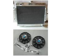 Full Aluminum alloy Radiator/Conversion & 2*fan Compatible With 1972-1986 Jeep CJ,CJ5,CJ7 V8 Chevy Engine(Black)