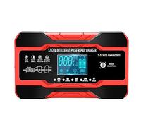 Full Automatic Car Battery Charger 12V 10A 24V 5A Smart Fast Charging For Lead Acid LCD Display Easy To Use(Red)