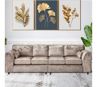 (Full Back, Champagne) Aurora Crushed Velvet 4 Seater 2 Corner Sofa