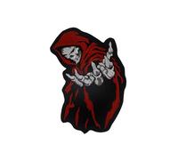Full Back Size Motorcycle Biker Large Applique Badges for Hoodie Jacket Reaper Blue red Skull Embroidered Patches (Small red)