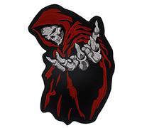 Full Back Size Motorcycle Biker Large Applique Badges for Hoodie Jacket Reaper Blue red Skull Embroidered Patches (Large red)