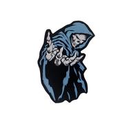Full Back Size Motorcycle Biker Large Applique Badges for Hoodie Jacket Reaper Blue red Skull Embroidered Patches (Small Blue)