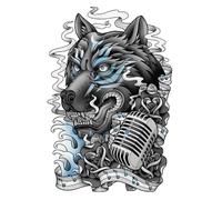 Full Back Tattoo Stickers Dragon Tiger Fox Solider Body Art Waterproof Fake Tatoos Sticker Man Woman(48 * 34cm)(002)