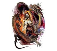 Full Back Tattoo Stickers Dragon Tiger Fox Solider Body Art Waterproof Fake Tatoos Sticker Man Woman(48 * 34cm)(003)