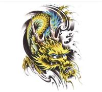 Full Back Tattoo Stickers Dragon Tiger Fox Solider Body Art Waterproof Fake Tatoos Sticker Man Woman(48 * 34cm)(011)