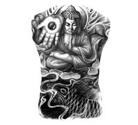Full Back Tattoo Stickers Dragon Tiger Fox Solider Body Art Waterproof Fake Tatoos Sticker Man Woman(48 * 34cm)(001)