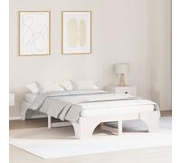Full Bed Frame White Solid Wood Full Tough Rectangular Berkfield Home White One Size