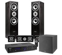 Full Black 5.1 Surround Sound System for TV, Home Theatre Speaker Set with 12" Active Subwoofer, Amplifier, Bluetooth, 50m Cable, Ideal for Films and Gaming