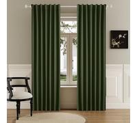 Full Blackout Olive Green Curtains 63 Inch Long Linen Textured Curtains Thermal Insulated Heat Blocking Noise Reducing Vintage Drapes for Nursery Bedroom Rod Pocket&Back Tab 2 Panels 50W x 63L