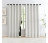 Full Blackout Rustic Curtains for Bedroom, Ivory, Vintage Burlap Linen Textured Privacy Window Treatment Light Blocking Energy Efficient Window Treatment Set Grommet Top 60" W x 54" L, 2pc