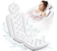 Full Body Bath Pillow for Bathtub, Thick Bath Cushion with Laundry Bag and 160 Silicone Suction Cups, Luxury Tub Padding Support for Head Back Butt Legs White 51" x 16"