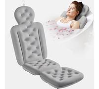 Full Body Bath Pillow for Bathtub, Thick Bathtub Cushion with Laundry Bag, Luxury Tub Pillow for Bath for Headrest Neck and Back Support Gray 51" x 16"