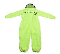 Full Body Beekeeping Suit,with Round Veil, Zippered One Piece Design, Breathable Polyester Bee Protection Clothing,for Men and Women, Fluorescent Green, Size 2XL