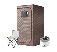 Full Body Home Steam Sauna Set 4L Large Steam Pot One Person Sauna Spa with Time Temperature Remote Control Detox Therapy Efficient Heating(Coffee)
